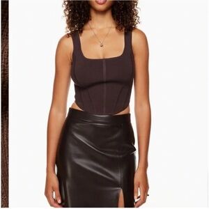 Aritzia Wilfred Natalie top Layer Sweater Rich Brown Mocha Tank XS New